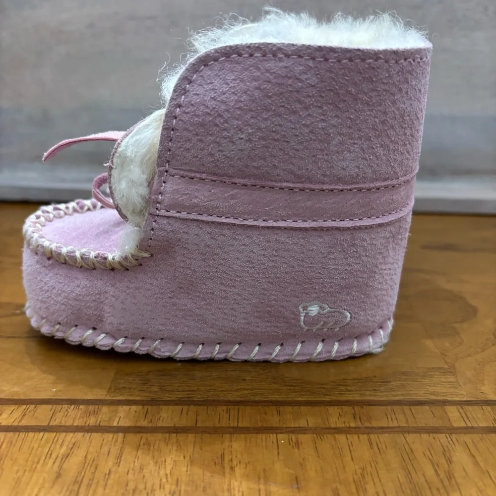 Toddler girls' LAMO Baby‎ Moc PINK Bootie Soft Wool Lining Moccasins Sz xl(5)